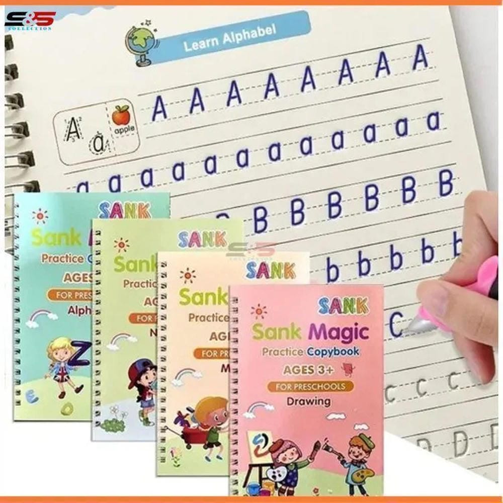 S934cf21fc0c542c1ac69a4cf6dc246373.jpg Sank Magic Practice Copybook For Preschool 4 Books Set - Image 1